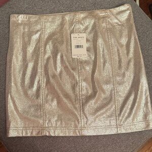 Free People Metallic Silver Mini Skirt